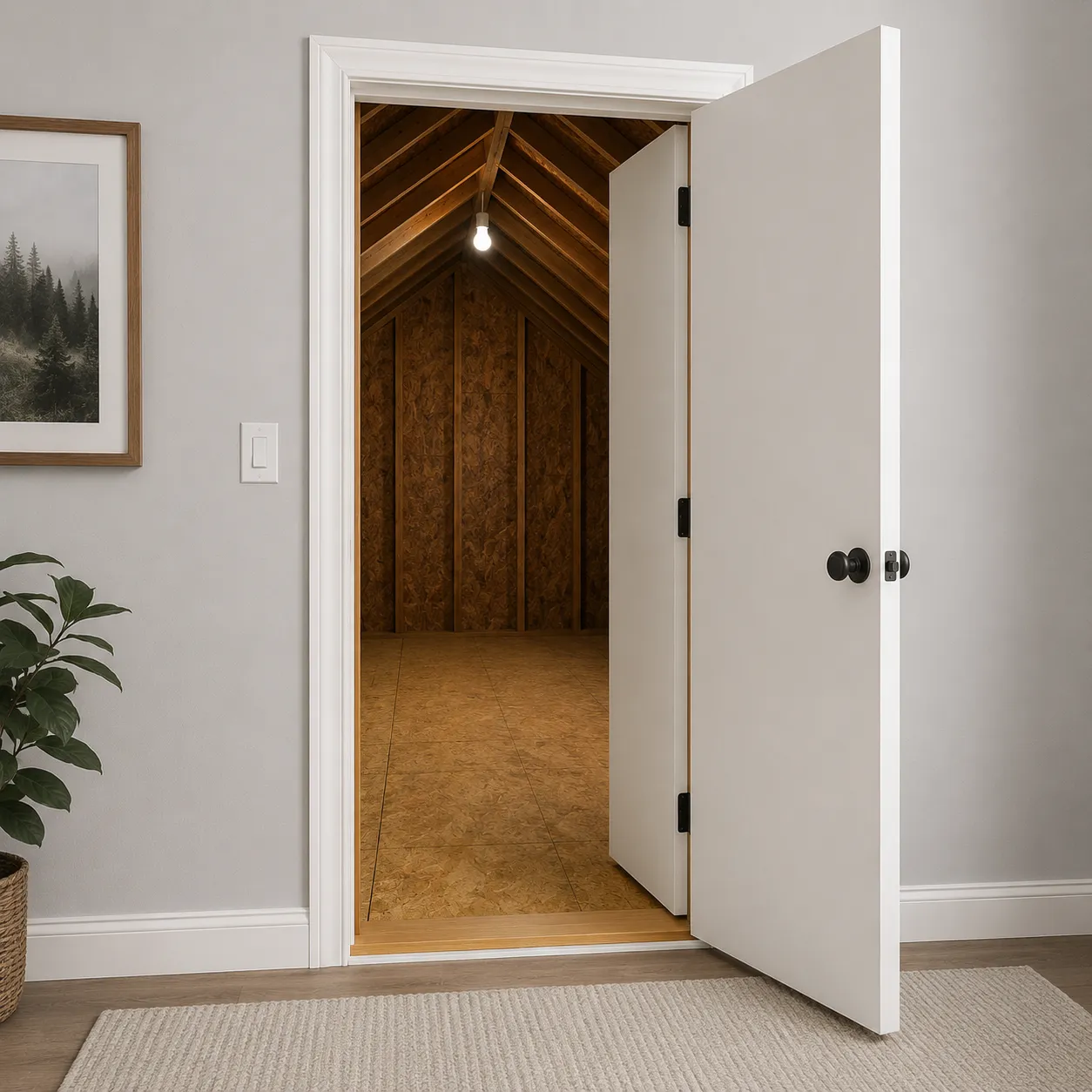 DraftMaster installed at a walk-through attic doorway